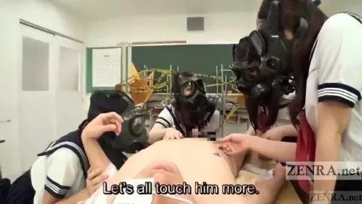  CFNM Gas Mask Japanese Schoolgirls Inspection Subtitled #Zenra 