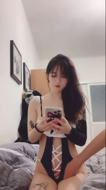 Fair-skin te*** girl sex with boyfriend in sexy lingerie 