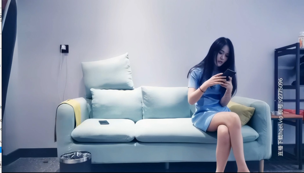 ⁣Sexy legs woman with blue dress moans seductive 
