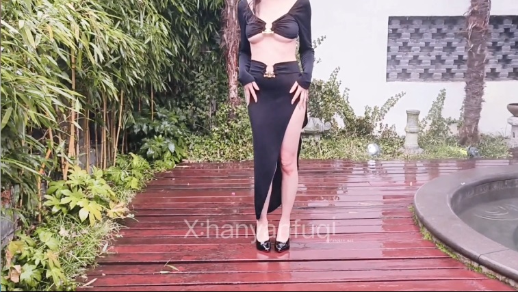 Perfect married woman having sex outdoor during hot spring 
