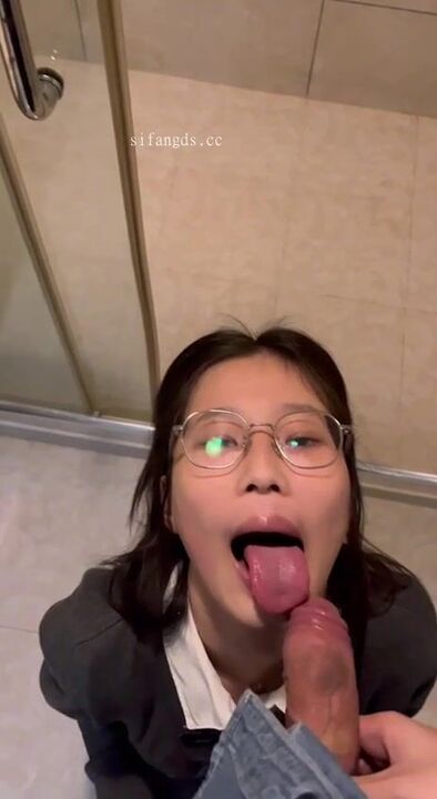 Well-trained school girl gives him deep throat 