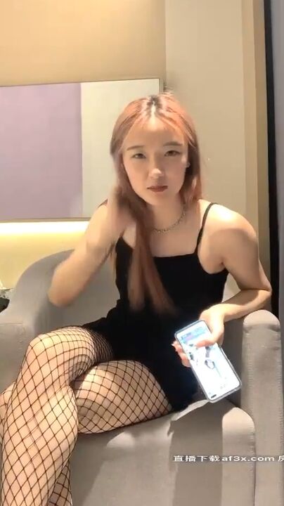 Sexy te*** girl seduction in fishnet stocking and high-heel 