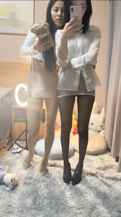 Threesome with hip skirt twins 