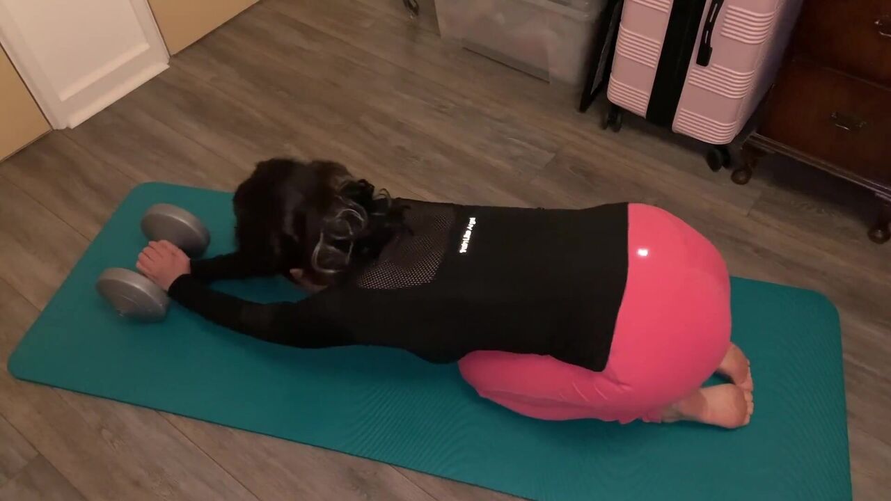 Married wife was doing yoga exercise at home and makes her husband to doggy fucking her hard 
