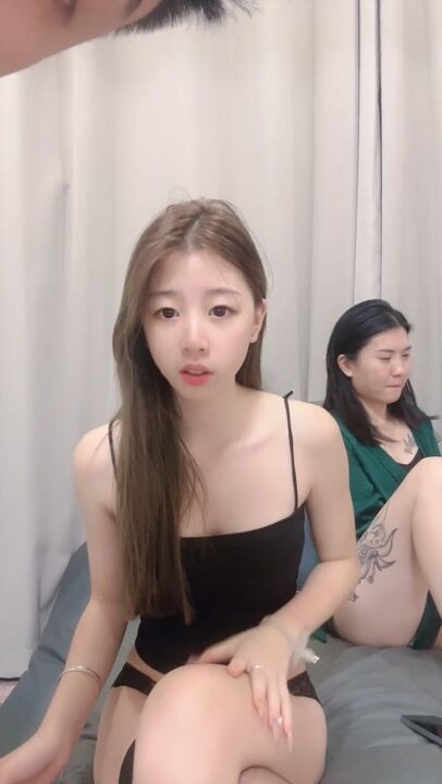 ⁣Slim and long-legged girls having a sex party 